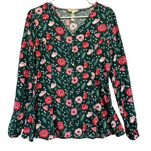 Matilda Jane Green Floral Yesteryear Buttoned Blouse Women Sz S Y2K
